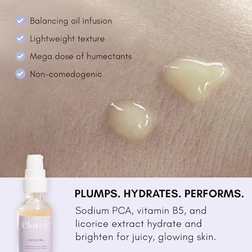 Clover H2Glow+ Hydrating Face Serum for Acne-Prone Skin, 1 oz
