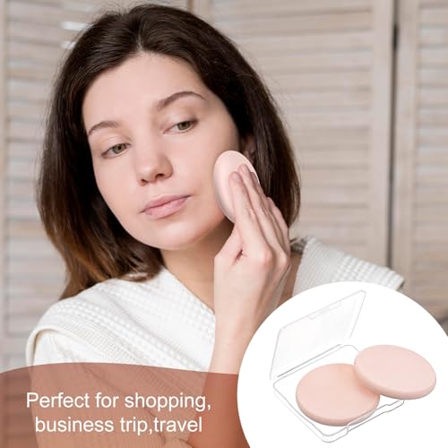 Round Makeup Sponges Set - 2 Pcs with Travel Case for Flawless Application
