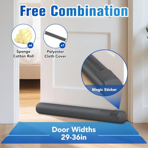 ComfyInLove Adjustable Under Door Draft Stopper, 36-Inch Gray