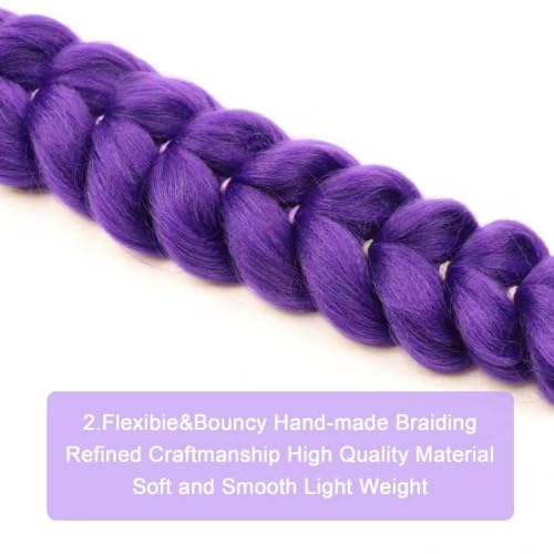 Lianzi 26 Inch Synthetic Purple Braided Ponytail Extensions - Dark Purple