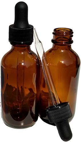 2-Pack Amber Glass Dropper Bottles with Tapered Droppers - 60mL