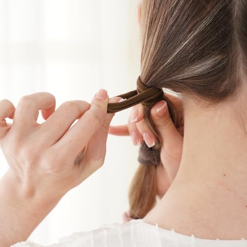 Qarwayoc No Damage Brown Hair Ties for Thick Hair - 50PCS