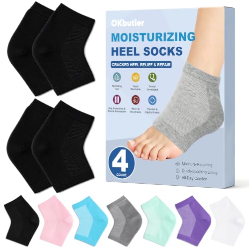 OKbutler Moisturizing Heel Socks for Cracked Heels - 2 Pairs