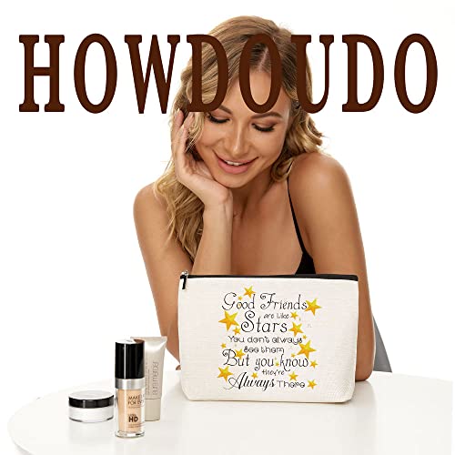 HOWDOUDO Beige Travel Makeup Bag for Women - Waterproof Cosmetic Organizer