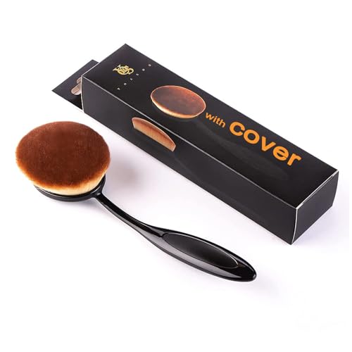 2 Pcs Oval Foundation Makeup Brushes - Large Synthetic Face Brushes, Black & Rose Gold