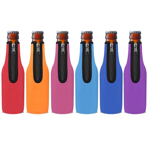 Wegitcs Neoprene Beer Bottle Cooler Sleeve - 12oz Insulated Holder, 6 Pack