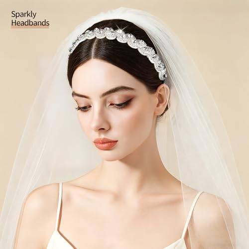 Teenitor 6-Piece Rhinestone Beaded Headbands for Women