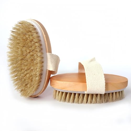 Dry Brushing Body Brush Set - Natural Bristle Exfoliating Brushes