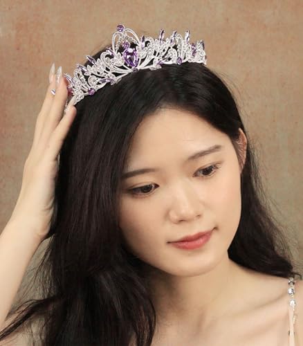 Silver Rhinestone Tiara Crown for Women - Elegant Bridal Hair Accessory