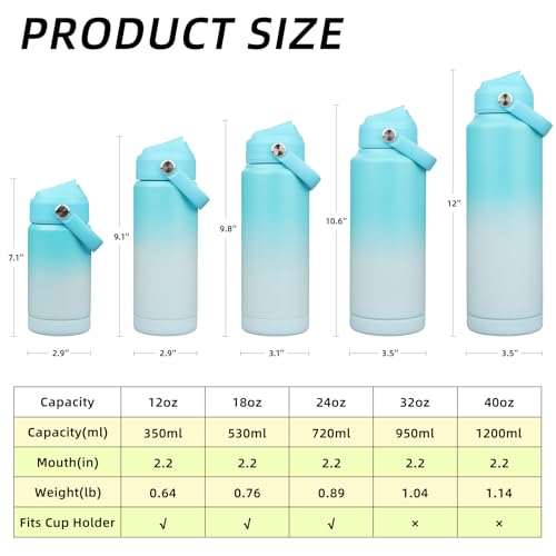 BJPKPK 18oz Insulated Stainless Steel Water Bottle with Straw Lid