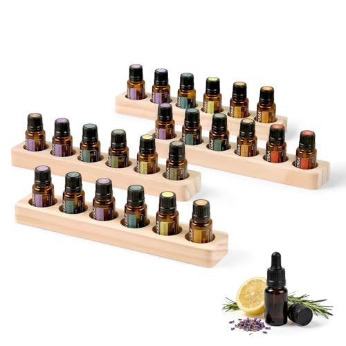 Meao Wooden Essential Oil Display Rack - 4 Pcs 6 Slot Organizer