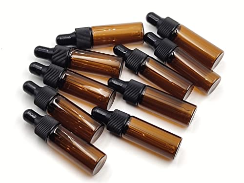 15-Pack 5ml Amber Glass Mini Dropper Bottles for Essential Oils