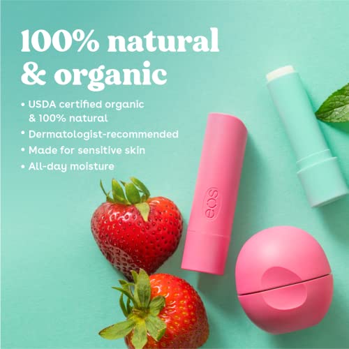 Limited Edition Holiday Lip Balm Set - Vanilla Bean, Pomegranate Raspberry, Sweet Mint & Strawberry Sorbet - 4 Pack, Organic, Sensitive Skin