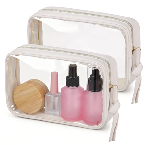 Segbeauty 2-Pack Medium Clear Travel Toiletry Bags - Waterproof Makeup Organizers