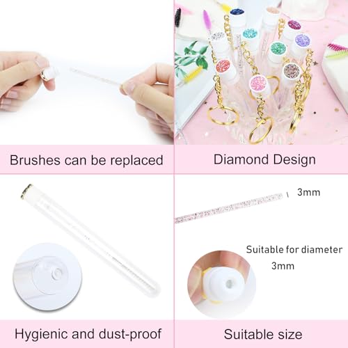 SenRocc 10x Diamond 1-KC Mascara Wand Tubes with Keychain Set – Reusable Eyelash Brush Tubes