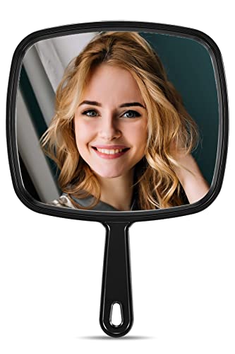 MIRRORNOVA Large Handheld Mirror with Handle, 12.4" x 9" Black Makeup Mirror