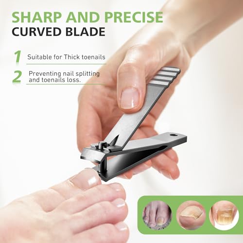 Baluca Curved Toenail Clipper for Thick Nails - Heavy Duty Stainless Steel