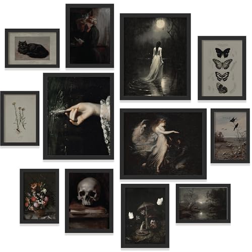 Dark Academia Wall Art Set - 12 Gothic Prints for Home Decor