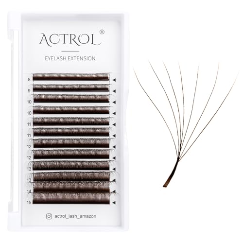 ACTROL Brown W7D Lashes Extensions 0.07mm D Curl 8-15mm Mix