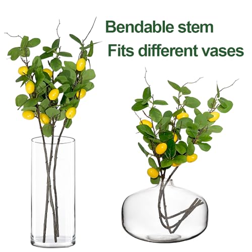 3-Piece Faux Lemon Branch Set - 27.5 Inch Realistic Decor