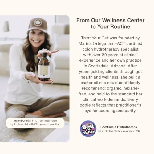 Trust Your Gut USDA Organic Castor Oil 4oz Glass Bottle - Cold Pressed & Pure