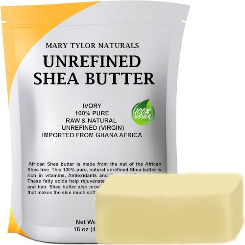 Mary Tylor Naturals Pure Unrefined 16 oz Shea Butter from Ghana — Ivory, 1 lb (Pack of 1) Natural Hair & Skin