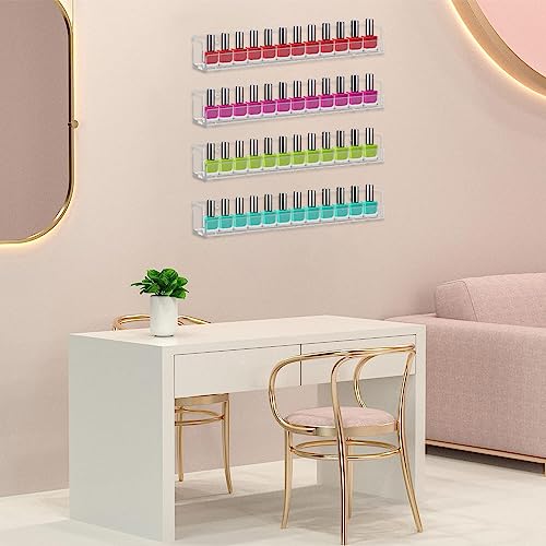 Cerpourt Acrylic Nail Polish Rack - 4 Pack Wall Mounted Organizer