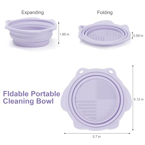 Foldable Silicone Makeup Brush Cleaner Bowl - Portable Tool for Brushes & Sponges