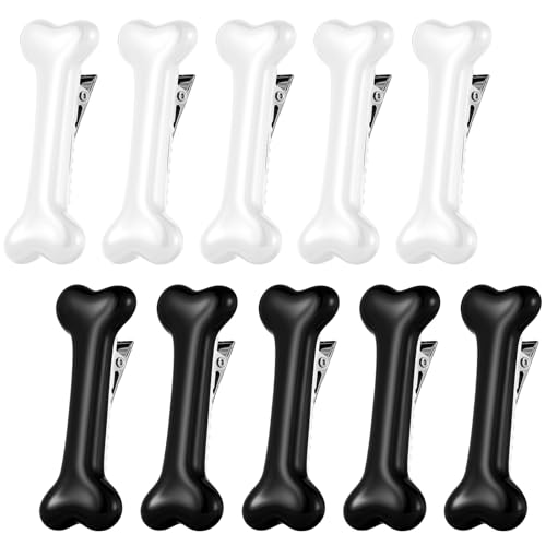 10-Pack Resin Dog Bone Hair Clips for Women & Girls