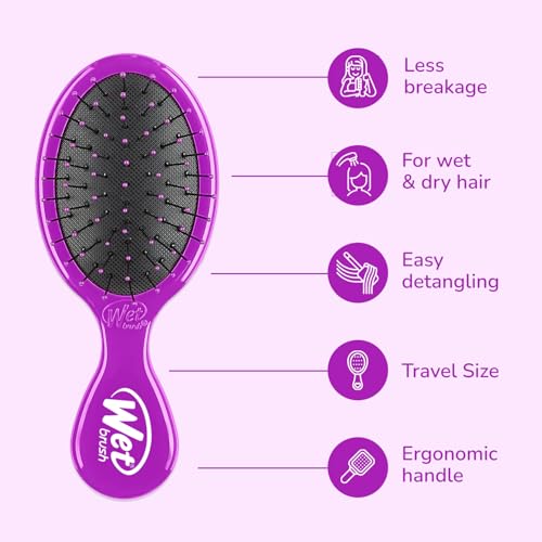 Wet Brush Mini Detangler Hair Brush - Purple, 2 Pack Travel Hairbrush