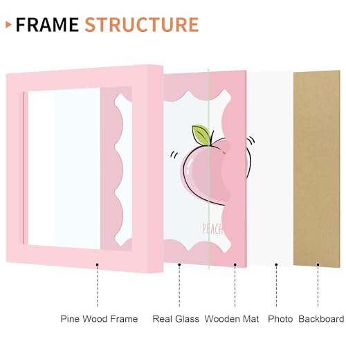 5x5 Pink Picture Frame with Real Glass - Colorful Solid Wood