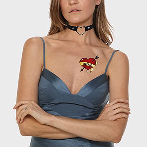 Pandecor Bride Heart & Tiffany Heart Temporary Tattoos with Necklace for Halloween Cosplay