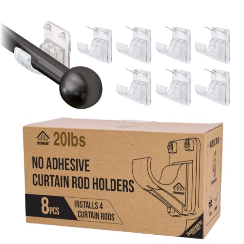 Heavy Duty Curtain Rod Holders with Pin Guide - 8 Pack for 0.75" Rods