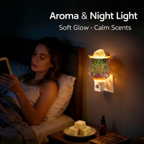 3D Glass Wax Melt Warmer with Night Light - JOYOLO Plug-In Aromatherapy