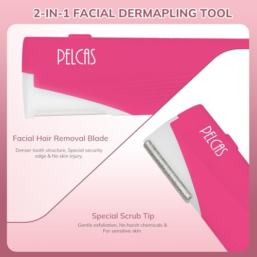 PELCAS Electric Dermaplaning Tool for Face - Rose Pink, 3 Speeds