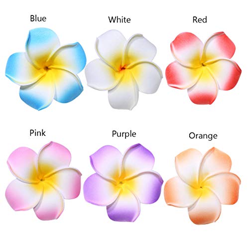 24-Pack Hawaiian Plumeria Flower Hair Clips - 7CM Durable Accessories