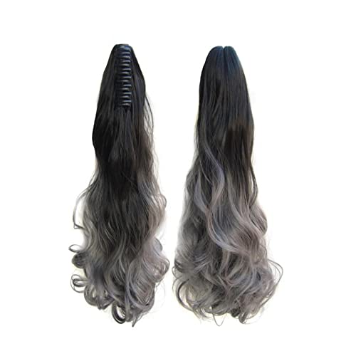 21" Wavy Ponytail Extension Clip-In Hairpiece - Black Dimgray