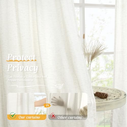 Light Filtering Linen Curtains - 42" W x 40" L, 2 Panels