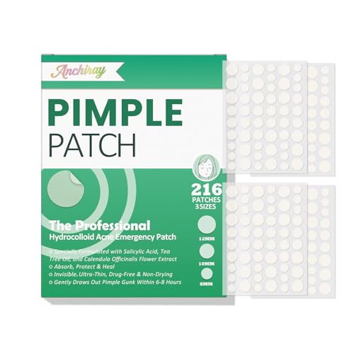 Circle 216 Pcs Acne Patches with Tea Tree Oil Salicylic Acid Calendula - Anchiray