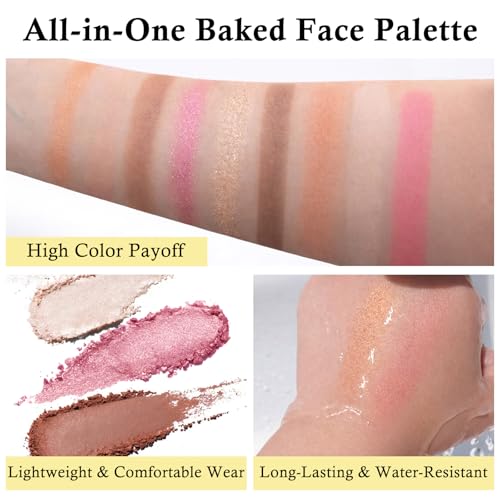 Jutqut All-in-One Face Makeup Palette - Eyeshadow, Blush, Bronzer & Highlighter