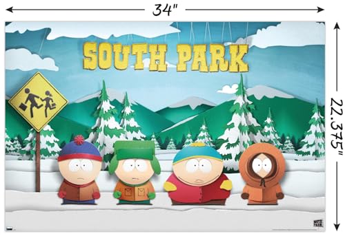 South Park Bus Stop Wall Poster - 34" x 22" - Unframed Art