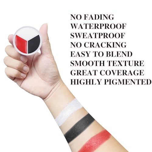 Yeweian Clown Makeup Wheel Black White Red Face Paint Palette 01 – Non-Toxic Customizable Special Effects