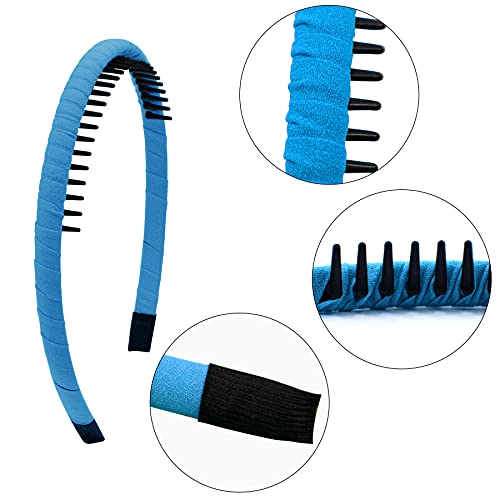 Duufin Colorful Girls Headbands with Teeth Comb - 12 Pack