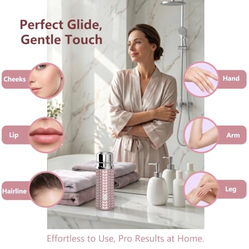 Beclerpur Rose Gold Facial Hair Remover - Painless Portable Shaver