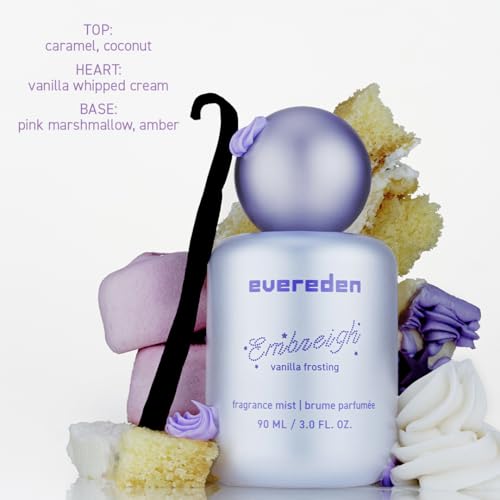 Evereden x Embreigh Hair and Body Fragrance Mist | Vanilla Frosting Limited Edition | Kids Perfume for Girls | Hair and Body Mist for Teens | Long Lasting Perfume for Teen Girls | 3 fl.oz.