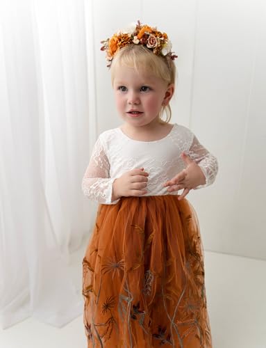 PoshMyra Burnt Orange Floral Hairband for Girls Birthday & Weddings