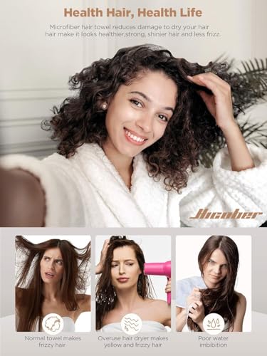 Hicober Microfiber Hair Towel Wrap for Women - Quick Dry, 2-Pack