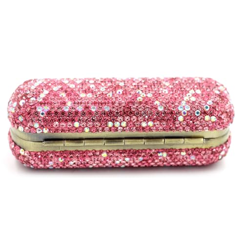 Bestbling Pink Rhinestone Crystal Lipstick Case Holder Organizer Bag for Women