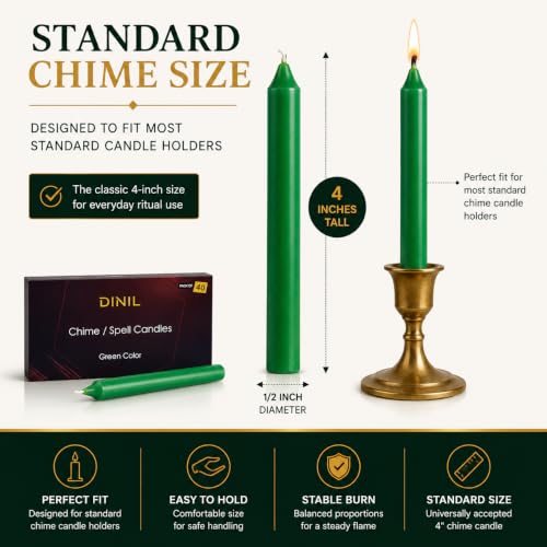 Dinil Green Spell Candles Set of 40 - 4 Inch Unscented Chime Candles