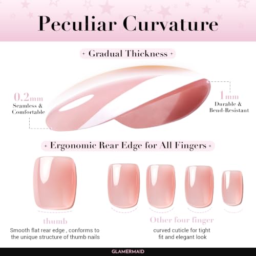 GLAMERMAID Pink Parfait Champagne Glazed Press-On Nails - Short Almond